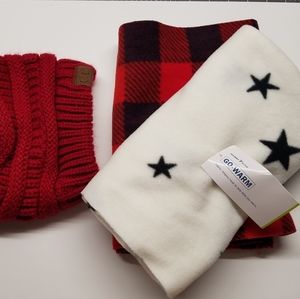 CC Beanie Pony Tail and Scarves Bundle